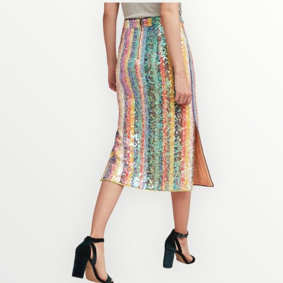 Anthropologie Maeve Rainbow Sequined Midi Skirt - Picture 3 of 9